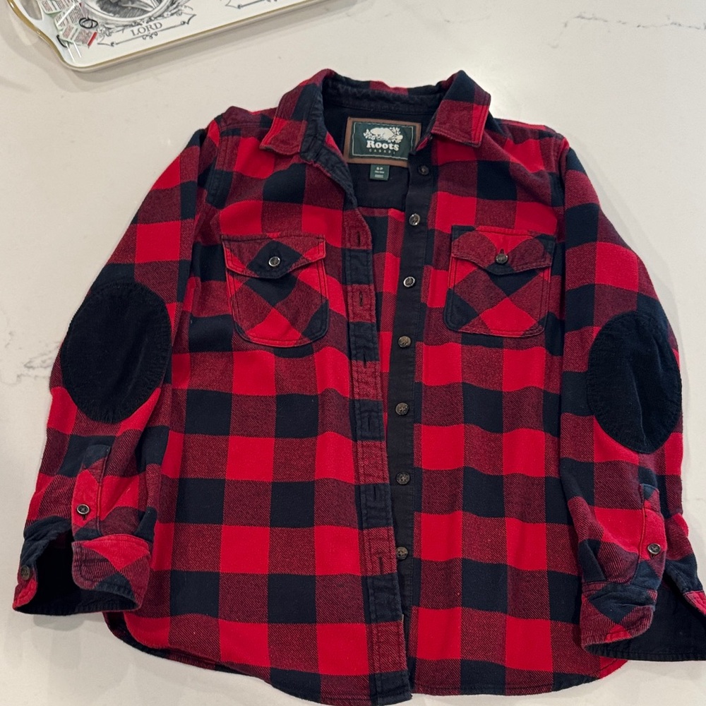 Roots Red and Black Plaid Button Down Shirt